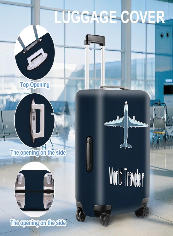 THISFIND World Traveler Luggage Cover - Airplane Design Suitcase Protector for 28-30 Inch Luggage - Durable Stretchable Travel Bag Cover,L - Image 3